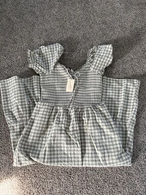Western Puff Short-Sleeve Smocked Midi A-Line Dress